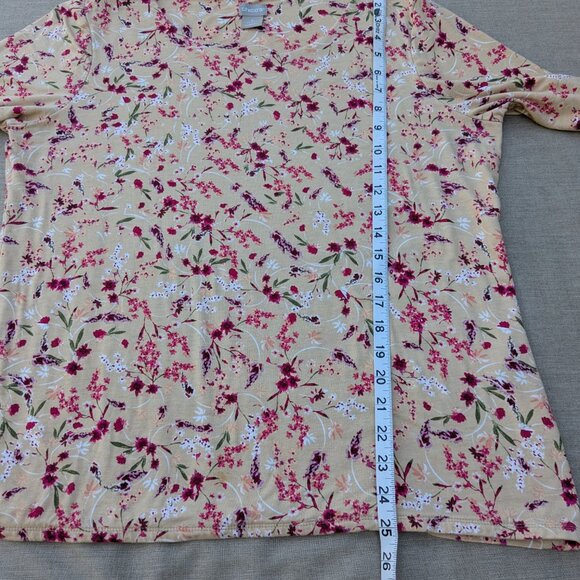 Chico's Beige Floral Short Sleeve Tee - Picture 7 of 8